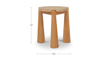 18.5" Natural Travertine Outdoor Side Table