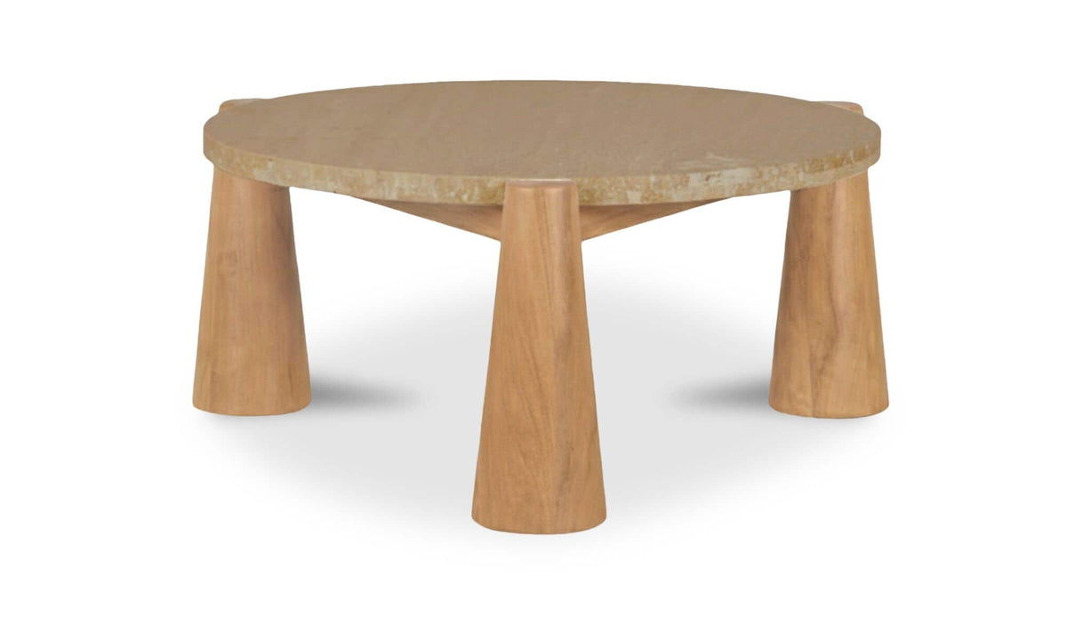 36" Natural Travertine Outdoor Coffee Table