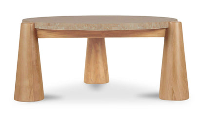 36" Natural Travertine Outdoor Coffee Table