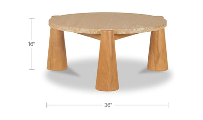 36" Natural Travertine Outdoor Coffee Table