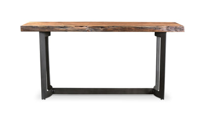 68" Brown Acacia Console Table