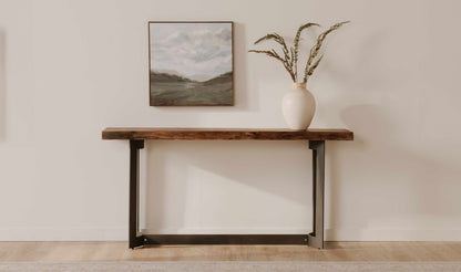 68" Brown Acacia Console Table