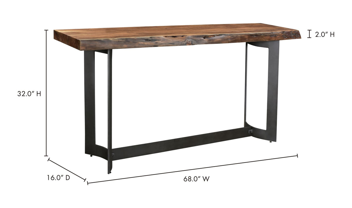 68" Brown Acacia Console Table