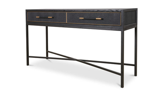 59.06" Black Solid Oak Console Table