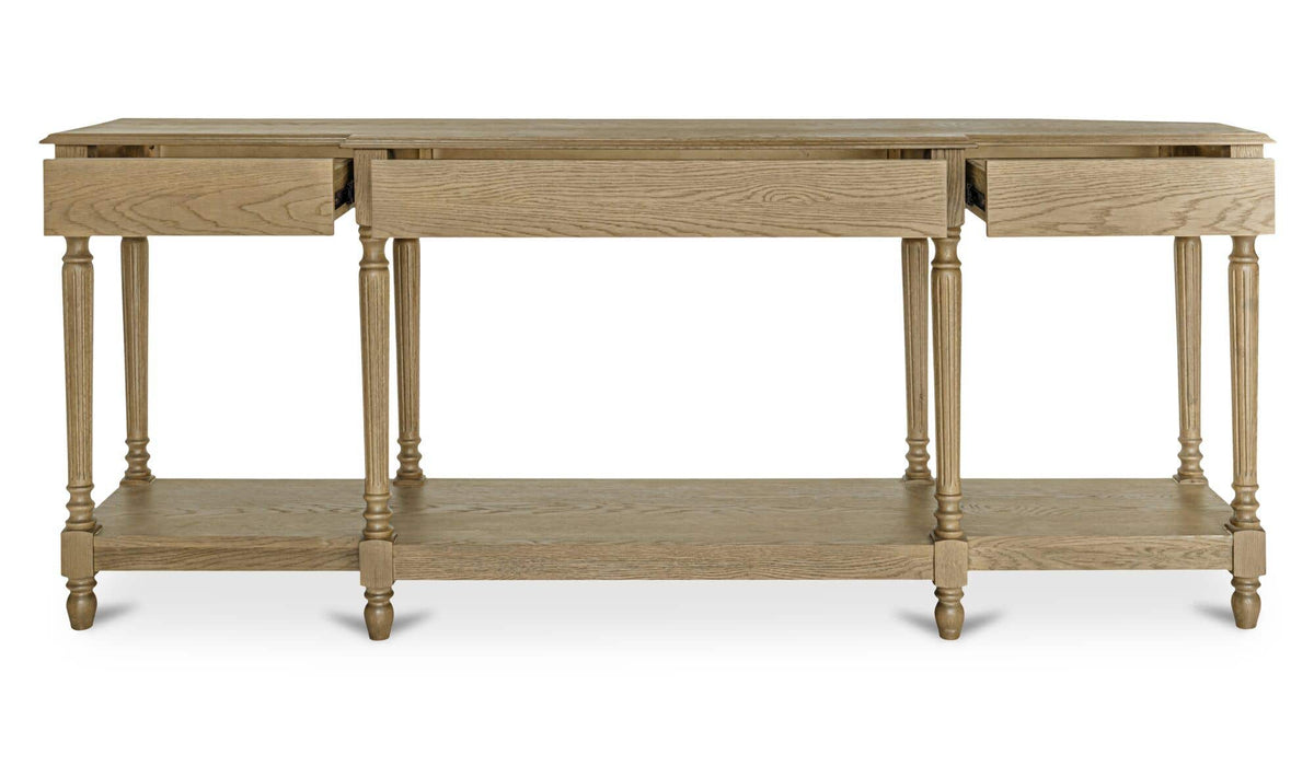 80" Brown Solid Oak Console Table
