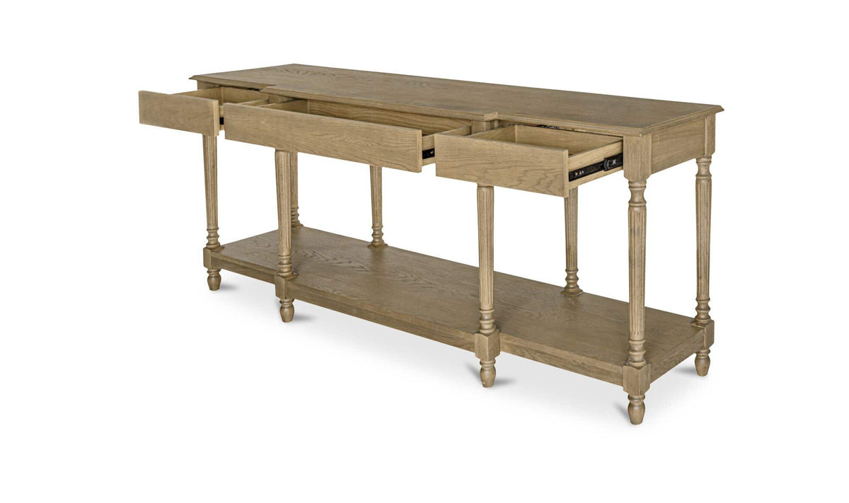 80" Brown Solid Oak Console Table