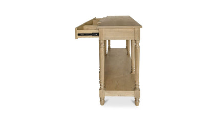 80" Brown Solid Oak Console Table