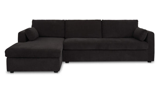 115.75" Black Upholstered Sleeper Storage Chaise Left Facing Sectional