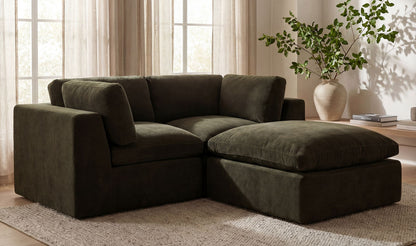 37" Dark Green Upholstered Ottoman