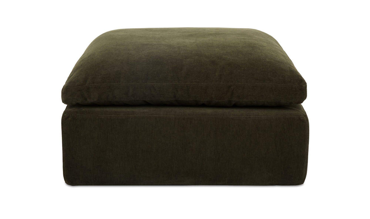 37" Dark Green Upholstered Ottoman