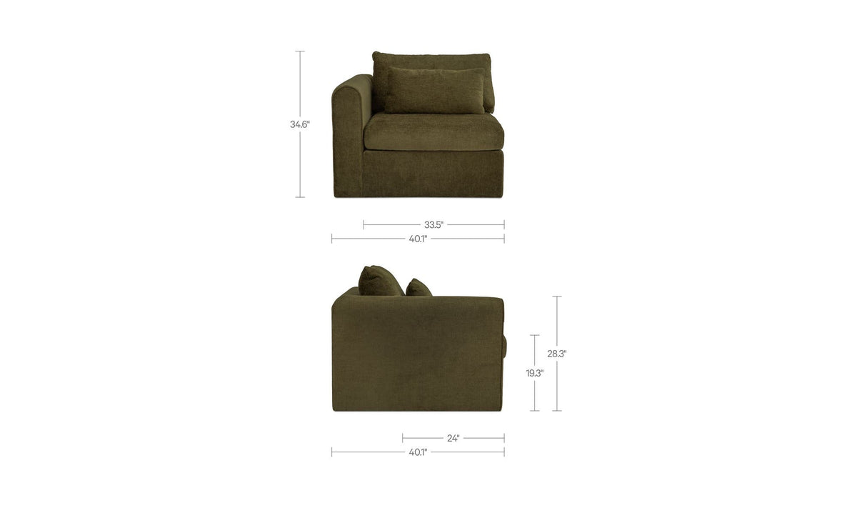 40.16" Dark Green Upholstered Left Arm Facing Chair