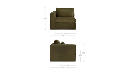 40.16" Dark Green Upholstered Left Arm Facing Chair