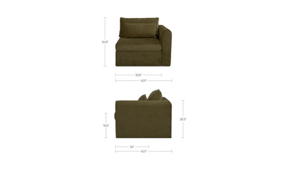 40.16" Dark Green Upholstered Right Arm Facing Chair