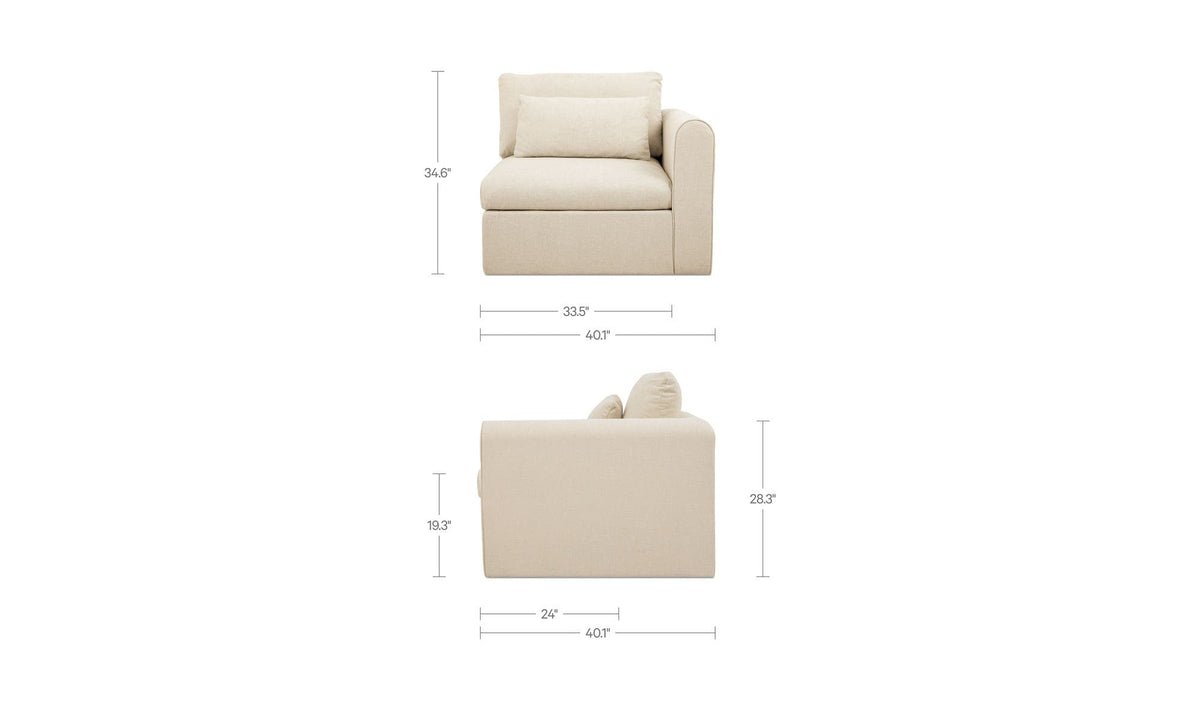 40.16" Light Beige Upholstered Right Arm Facing Chair