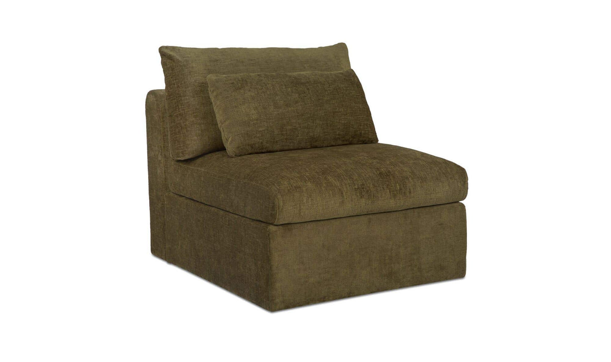 33.46" Dark Green Upholstered Slipper Chair