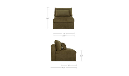 33.46" Dark Green Upholstered Slipper Chair