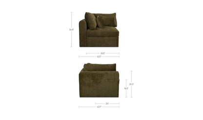 40.16" Dark Green Upholstered Corner Chair
