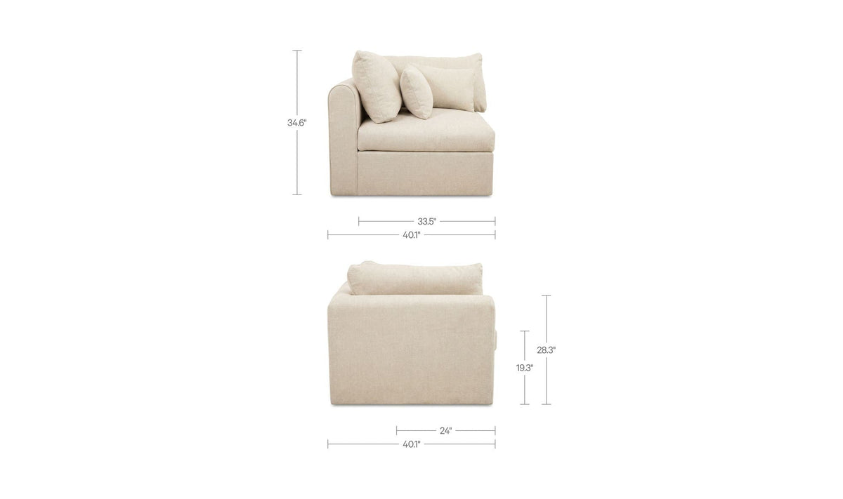 40.16" Light Beige Upholstered Corner Chair