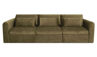 113.8" Dark Green Upholstered Modular Sofa