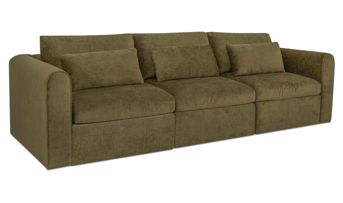 113.8" Dark Green Upholstered Modular Sofa