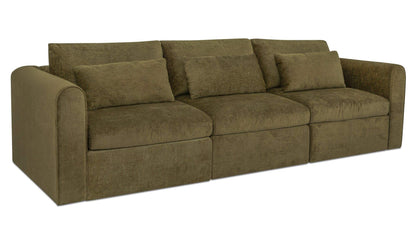 113.8" Dark Green Upholstered Modular Sofa