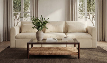 113.8" Light Beige Upholstered Modular Sofa