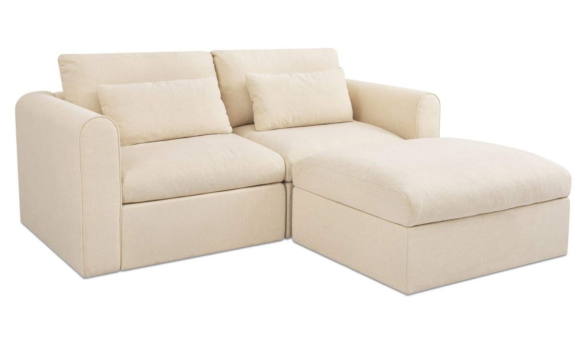 80.3" Light Beige Upholstered Nook Modular Sectional