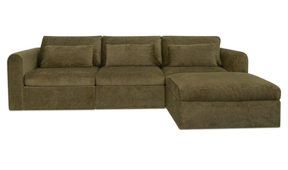 113.8" Dark Green Upholstered Lounge Modular Sectional
