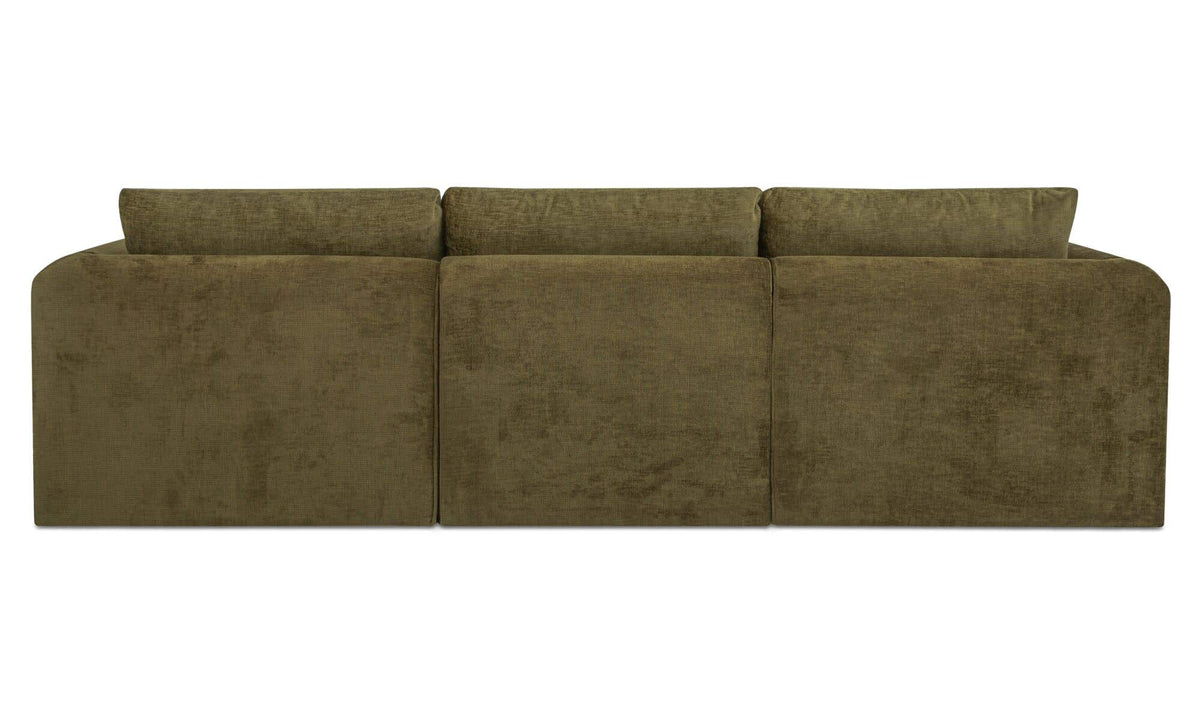 113.8" Dark Green Upholstered Lounge Modular Sectional