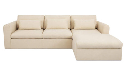 113.8" Light Beige Upholstered Lounge Modular Sectional