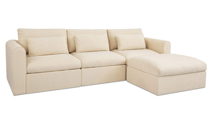 113.8" Light Beige Upholstered Lounge Modular Sectional