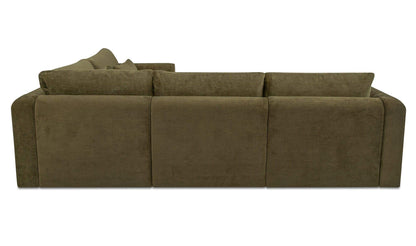 113.8" Dark Green Upholstered L-Shaped Modular Sectional