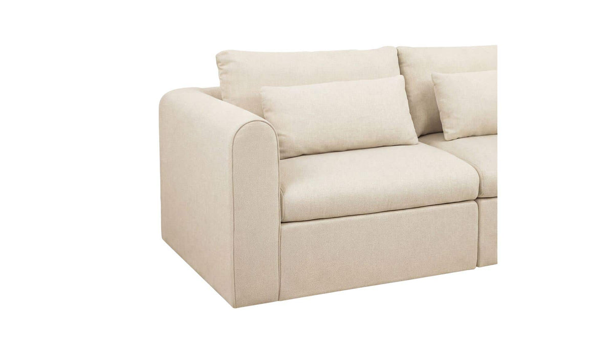 113.8" Light Beige Upholstered L-Shaped Modular Sectional