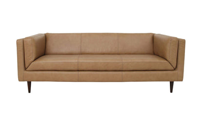 86" Tan Leather Sofa