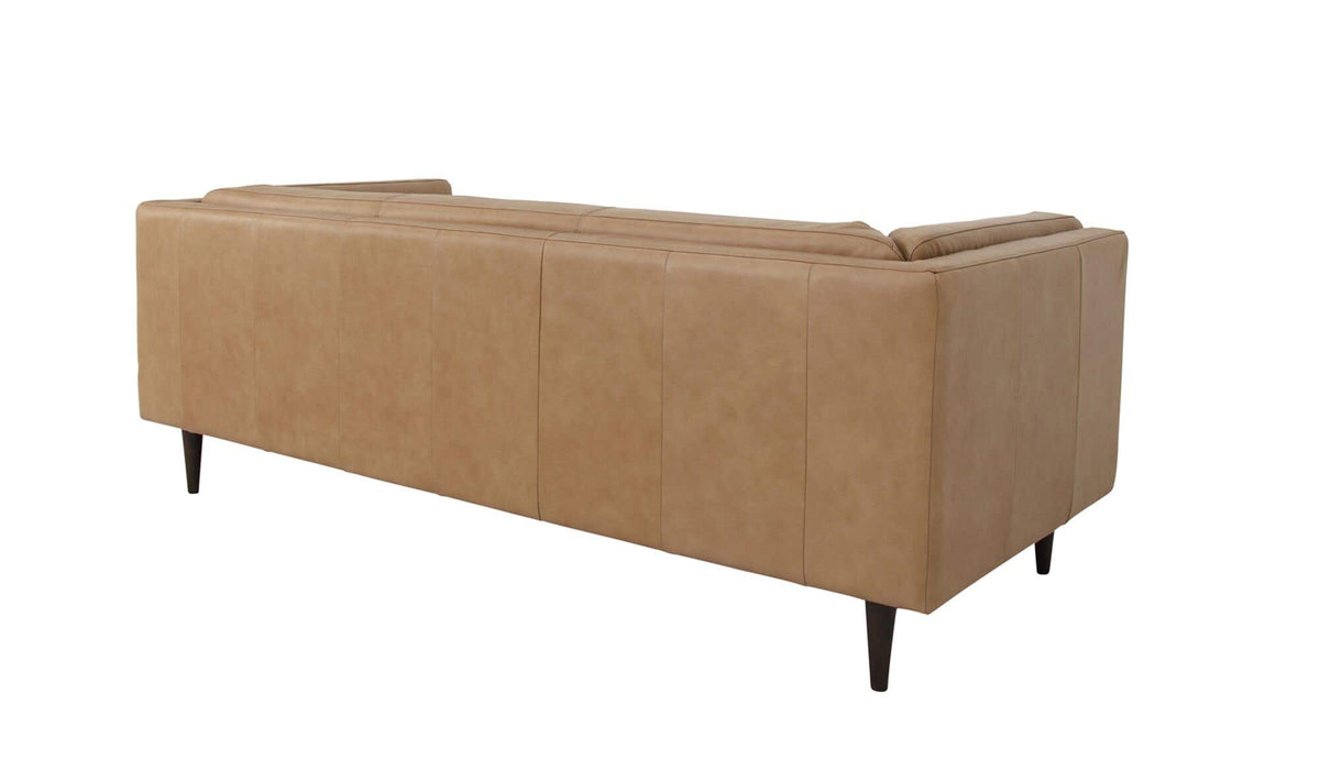 86" Tan Leather Sofa