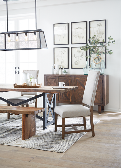 21" Upholstered Dining Chair in Greige Linen