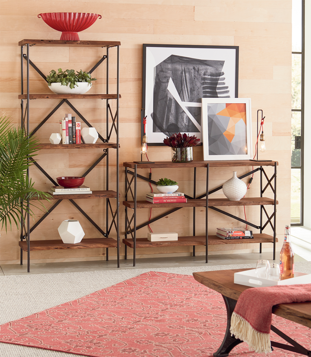 56" Raw Walnut Acacia Wood Bookshelf