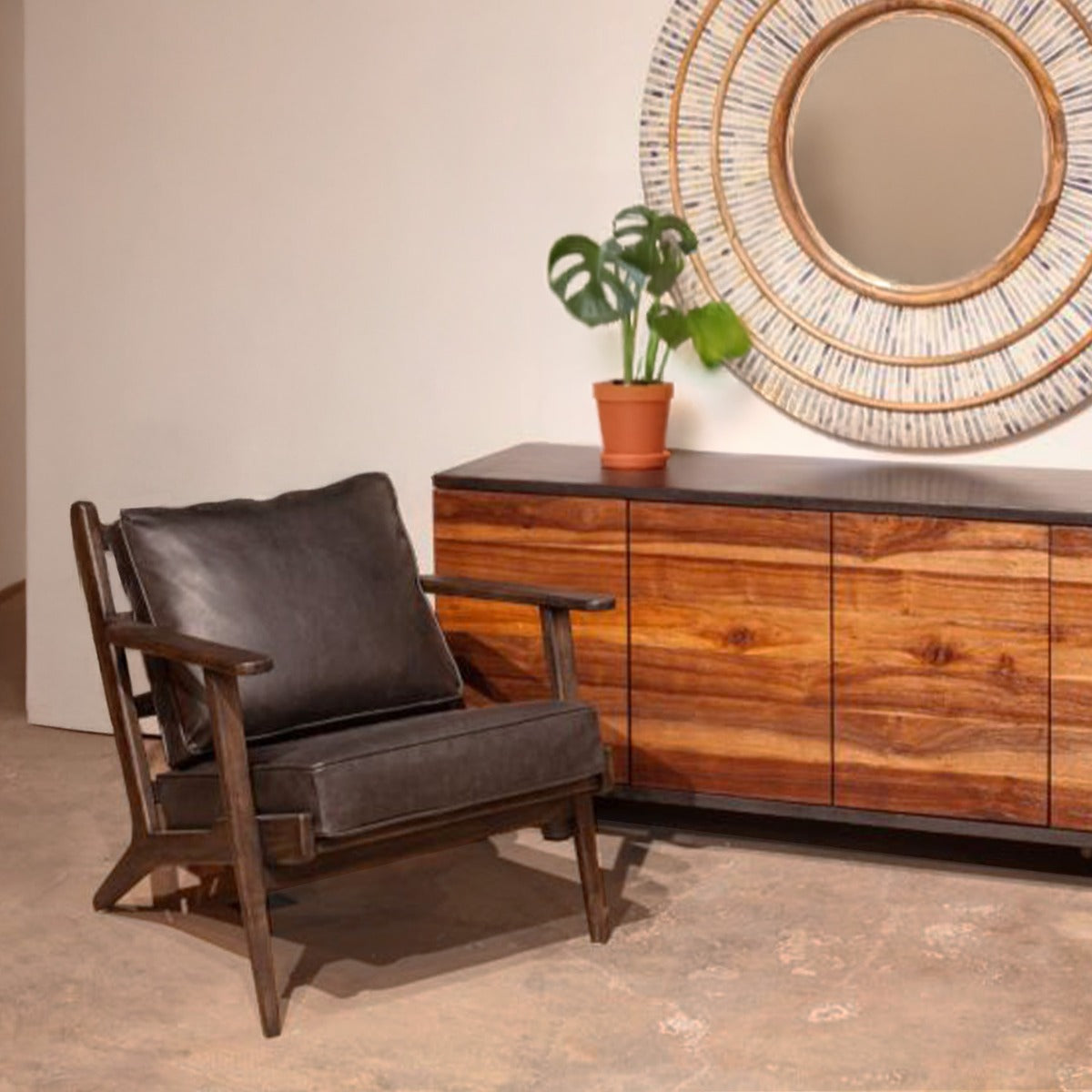 28" Black Leather Accent Chair