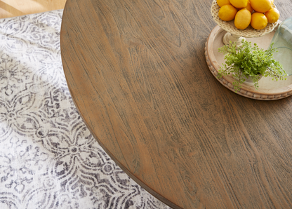 72″ Weathered Teak Mango Wood Round Dining Table