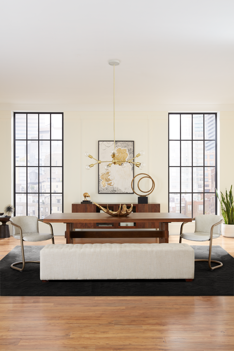 59" Beige Linen Upholstered Bench