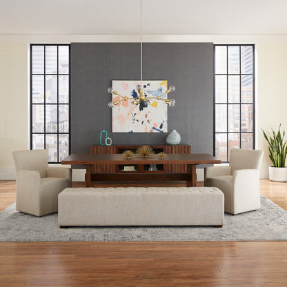 24" Beige Linen Wheeled Armchair