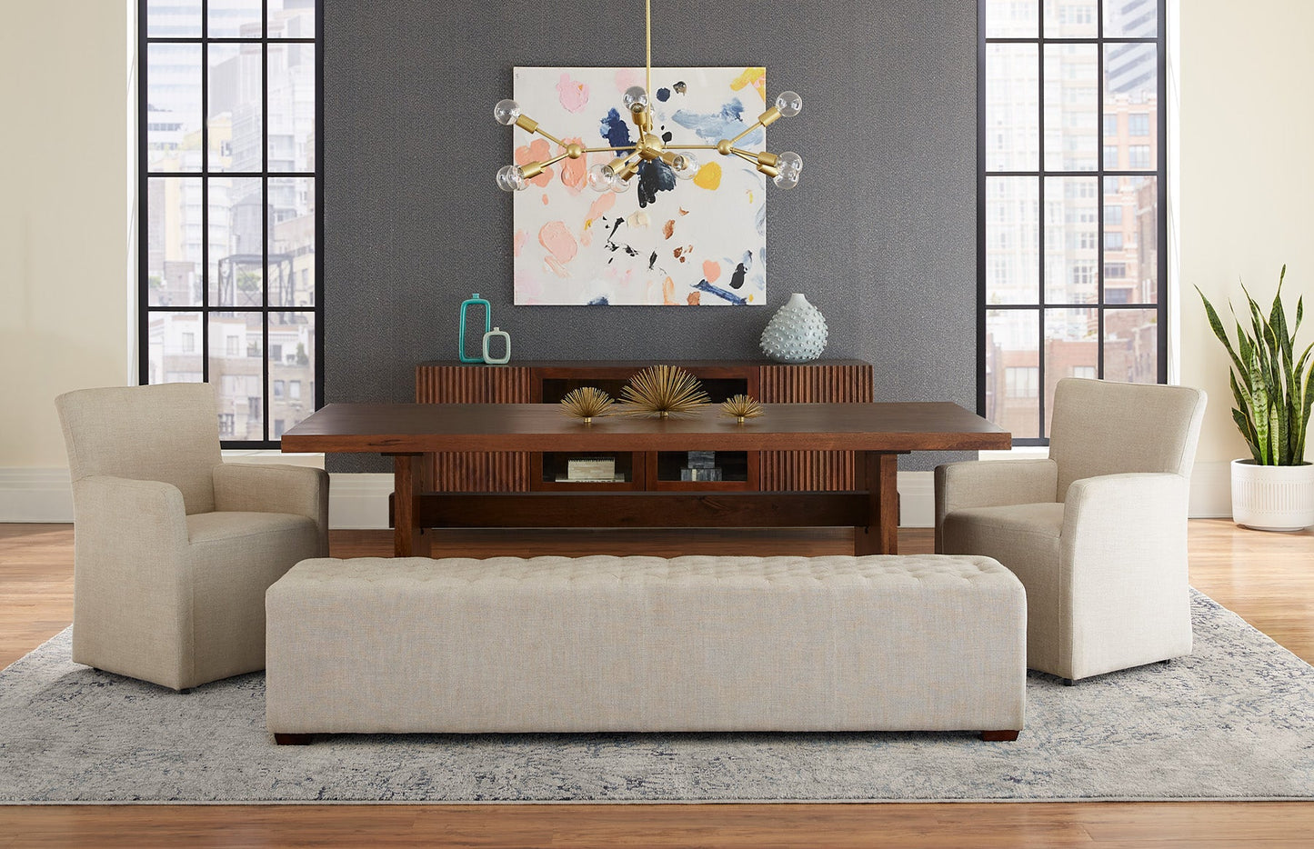 82" Honey Brown Mango Wood Dining Table