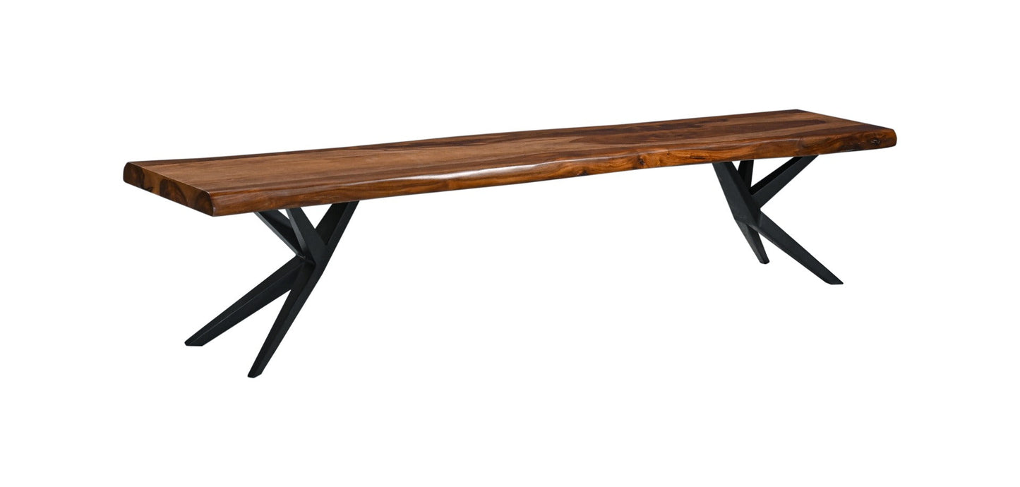 90" Natural Sheesham Wood Dining Bench