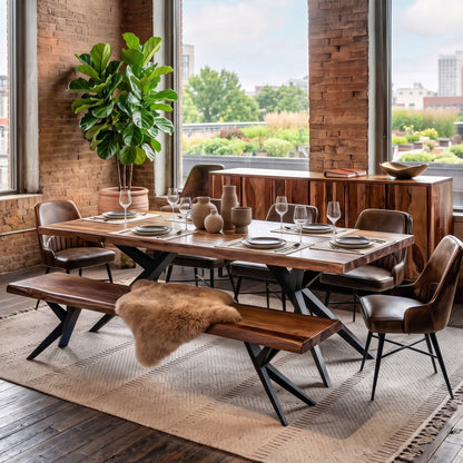 94" Natural Sheesham Dining Table