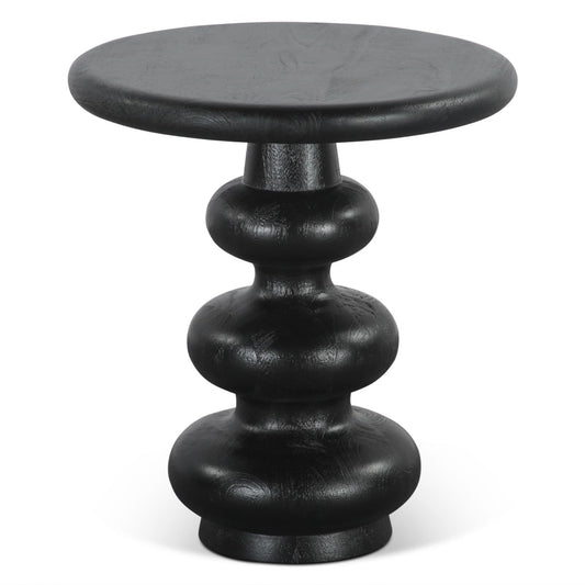 17" Black Mango Wood Side Table