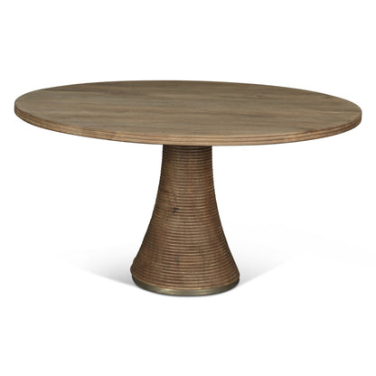 54" Natural Brown Mango Wood Round Table