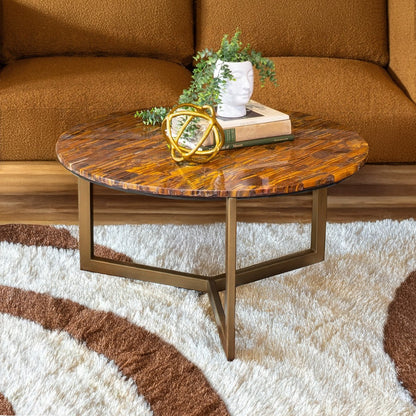 36" Tiger Eye Stone Coffee Table