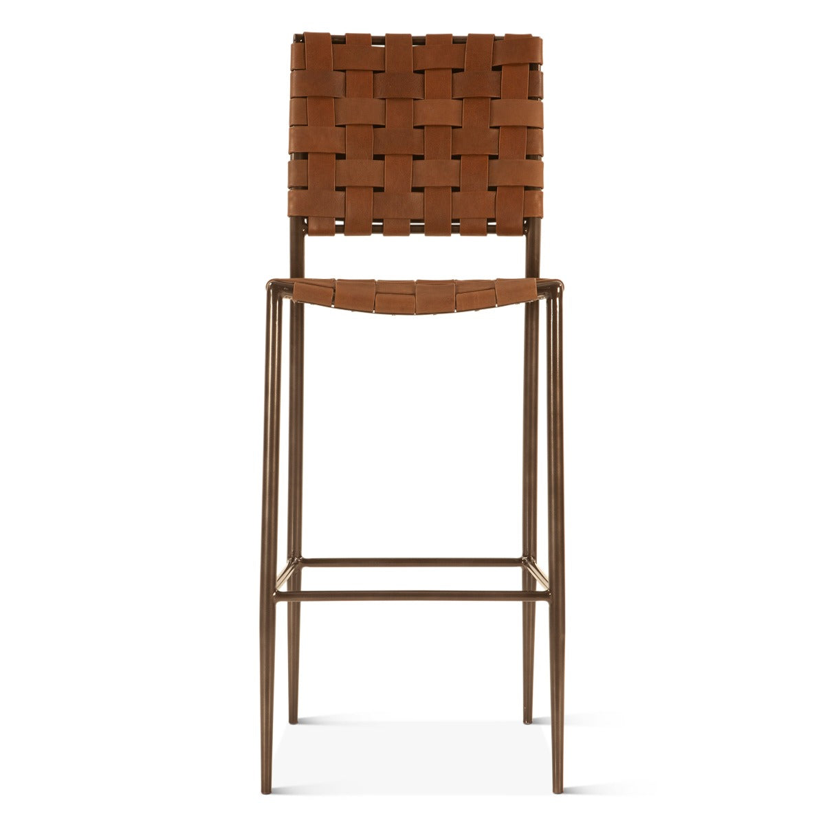 17" Brown Buffalo Leather Bar Chair