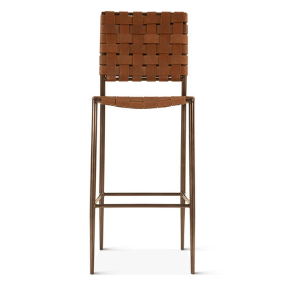 17" Brown Buffalo Leather Bar Chair