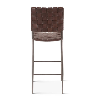 17" Brown Buffalo Leather Bar Chair